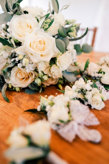 ivory and white bridal bouquet - avalanche rose - lisianthus - hydrangea - wedding at wooten park wedding venue 