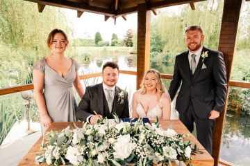 ivory and white wedding flowers - ivory avalanche roses - lisianthus - hydrangea - bridal bouquet - wedding at Wooten Park Wedding Venue 