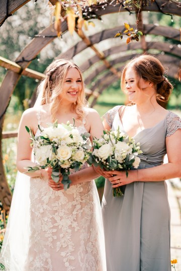 ivory and white wedding flowers - neutral bridal bouquet - bridesmaids bouquet - ivory avalanche roses - lisianthus - hydrangea - bridal bouquet - wedding at Wooten Park Wedding Venue