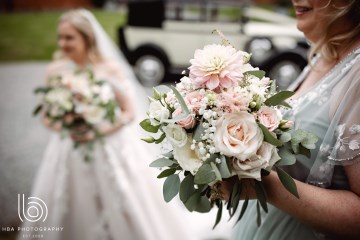 Bridal bouquet soft blush flowers - sweet avalanche roses - dahlia - mansfield park spray roses - astilbe - eucalyptus lisianthus - blush wedding - shustoke farm barn