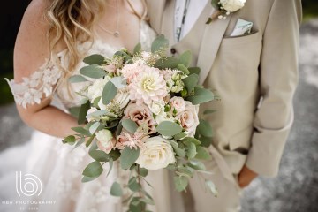 Bridal bouquet soft blush flowers - sweet avalanche roses - dahlia - mansfield park spray roses - astilbe - eucalyptus lisianthus - blush wedding - shustoke farm barn