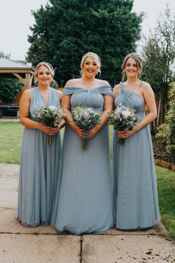 Blush And Blue Bridal Bouquet - blush and blue wedding flowers - sweet avalanche - blue delphinium - blush astilbe - blue eryngium - waxflower -bridesmaids flowers