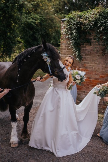 Blush And Blue Bridal Bouquet - blush and blue wedding flowers - sweet avalanche - blue delphinium - blush astilbe - blue eryngium - waxflower 