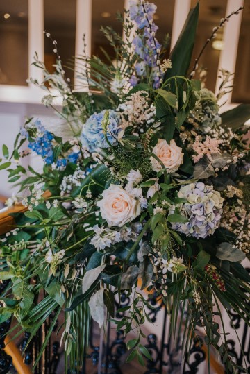 Blush And Blue Bridal Bouquet - blush and blue wedding flowers - sweet avalanche - blue delphinium - blush astilbe - blue eryngium - waxflower 