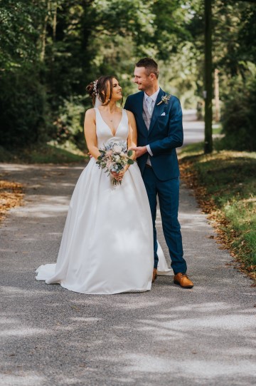 Blush And Blue Bridal Bouquet - blush and blue wedding flowers - sweet avalanche - blue delphinium - blush astilbe - blue eryngium - waxflower 