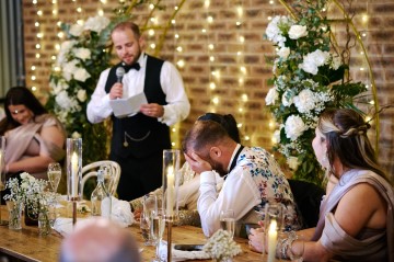 Ivory wedding flowers - bridal bouquet - Highland Barn Atherstone - Ivory Avalanche Roses - Frilly Lisianthus - gypsophila - spray Roses - eucalyptus - Indian Bride - barn wedding  - moongate fowers - ceremony backdrop