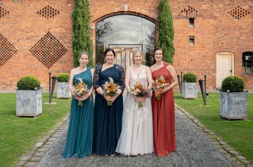 bridal bouquet - autumnal wedding flowers - shustoke farm barns wedding coleshill