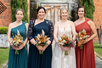 bridal bouquet - autumnal wedding flowers - shustoke farm barns wedding coleshill