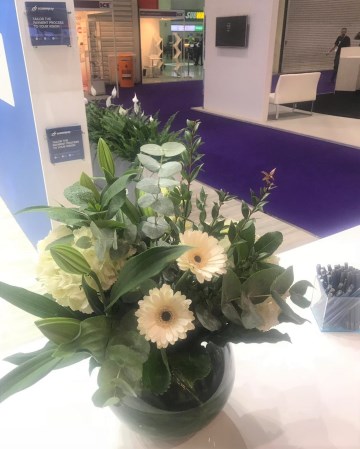 Lily, Gerbera & Hydrangea Vase Display For Ecommpay At ICE Totally Gaming 