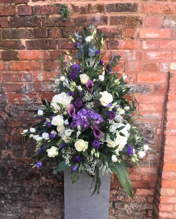 Pedestal Display In Ivory Purple And Lilac 