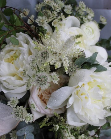 Bridal Bouquet Featuring - Ivory Peony - White O'Hara Rose - Astrantia - Astilbe & Ranunculus 