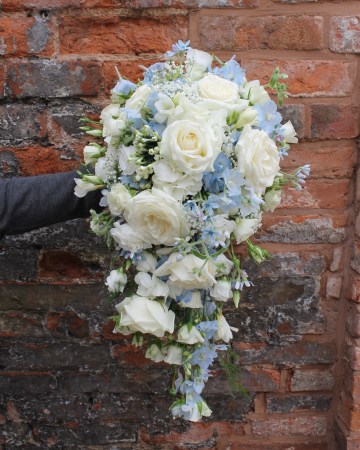Bridal Bouquet Featuring - Avalanche Rose - Lisianthus - Oxypetelum - Freesia - Hydrangea - Gypsophila & Bouvardia 