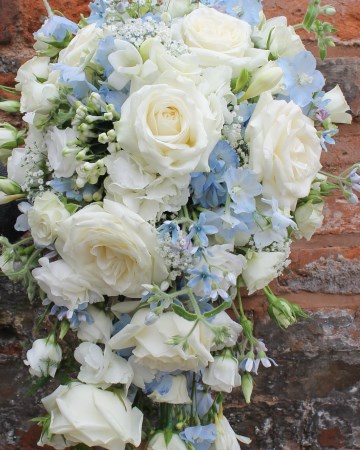 Bridal Bouquet Featuring - Avalanche Rose - Lisianthus - Oxypetelum - Freesia - Hydrangea - Gypsophila & Bouvardia 