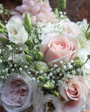 Bridal Bouquet Featuring - White O'Hara Rose - Sweet Avalanche Rose- Astilbe - Gypsophila - Lisianthus - Hydrangea
