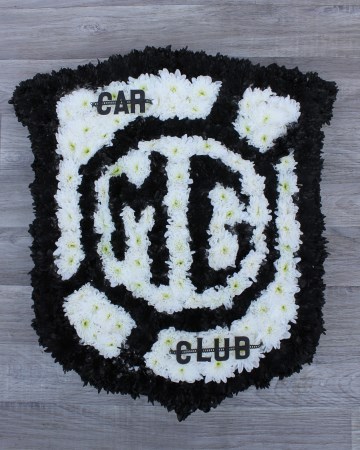 Custom MG Car Club Emblem funeral tribute design 