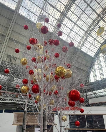 Large Silver Birch Trees Decorated For Spirit Of Christmas Fair Olympia London 