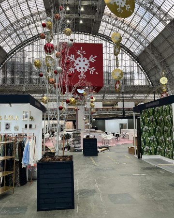 Large Silver Birch Trees Decorated For Spirit Of Christmas Fair Olympia London